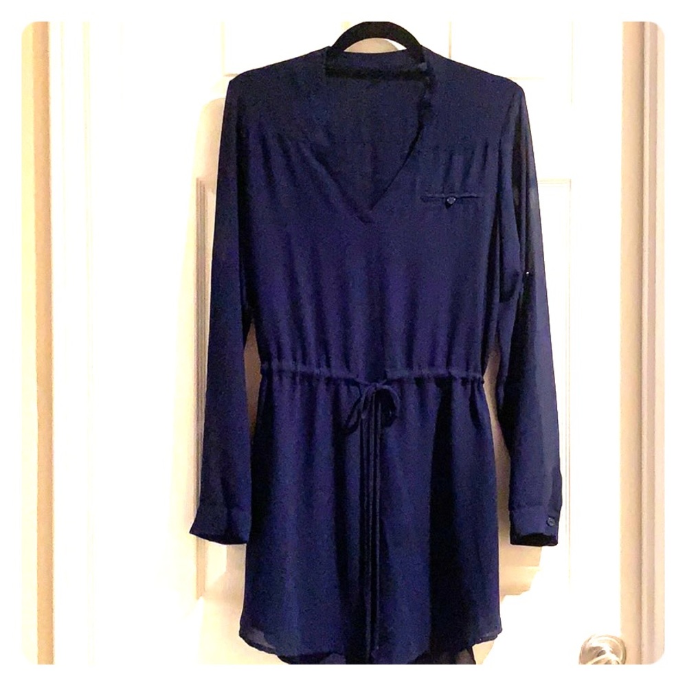 Midnight Blue Drawstring Mini Dress/Tunic